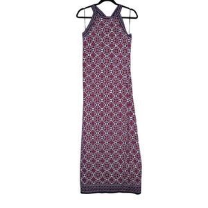 Max Studio Red Blue Medallion Halter Maxi Sleeveless Dress Size Small New